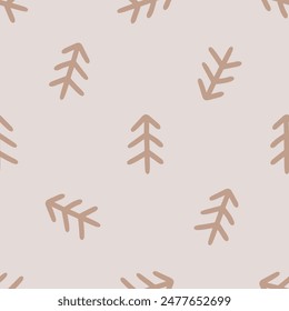 Minimalist Brown Tree Pattern on Light Pink