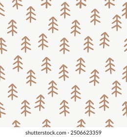 Minimalist Brown Tree Pattern on Light Pink
