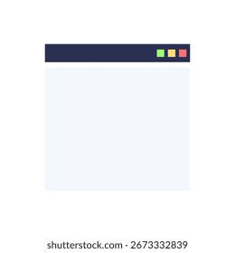 minimalist browser window icon. flat vector illustration of web interface frame for ui design and development projects