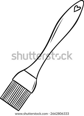 Minimalist brush for greasing vector illustration in simple line art style. Monochrome baking equipment icon suitable for labels, cooking apps, and pastry branding