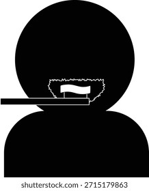 Vector minimalista del icono de cepillado de dientes que representa a una persona cepillándose los dientes con un cepillo de dientes y pasta de dientes.
