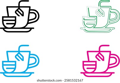 Minimalist bucket icons, colorful outlines, simple geometric shapes, black white green blue pink, clean vector design, four variations, modern graphic style, bold linework, stylized bucket silhouettes