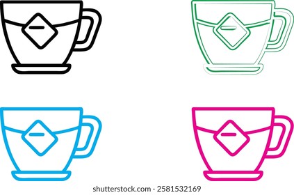 Minimalist bucket icons, colorful outlines, simple geometric shapes, black white green blue pink, clean vector design, four variations, modern graphic style, bold linework, stylized bucket silhouettes