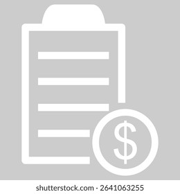 Minimalist budgeting icon with clipboard and currency