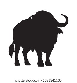 Minimalist Buffalo Silhouette with Strong Presence - Buffalo Vector - Buffalo Illustration
