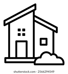 Minimalist Building Icon Element For Design