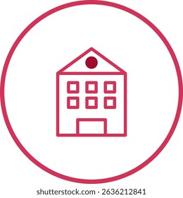 Icono de construcción minimalista dentro de un círculo que ofrece un diseño limpio y versatilidad