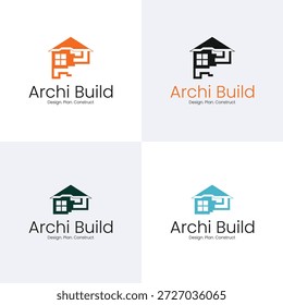 minimalist building icon with maze texture, modern real estate property branding template