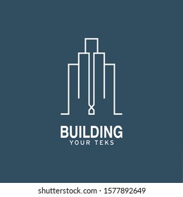 Minimalist building icons, monoline logo, outline - vector