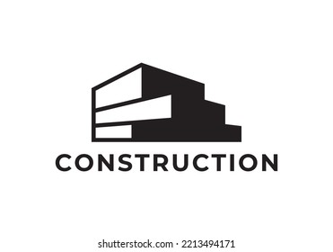 minimalist building ladder step home logo. perfect for property, real estate, business etc.