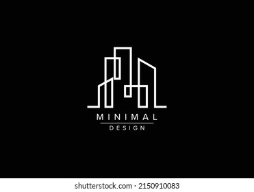Minimalist building line art logo vector