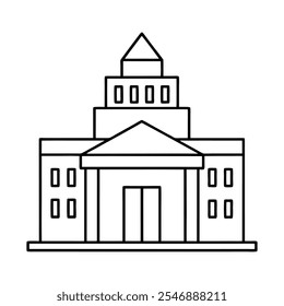 Minimalist Building Line Art Vector Illustration – Architectural Design Outline