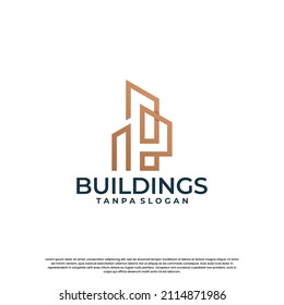 minimalist building logo design combine house with skyscraper