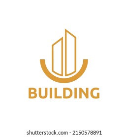 Minimalist Building Logo Vector Design. Building Contruction Business Logo Template