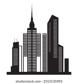 A minimalist building silhouette with clean lines and structured forms, symbolizing architecture, strength, and urban landscapes.