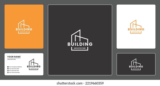 minimalist building with typography logo design for real estate