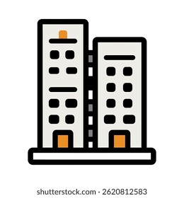 Minimalist buildings stand tall cityscape icon flat design