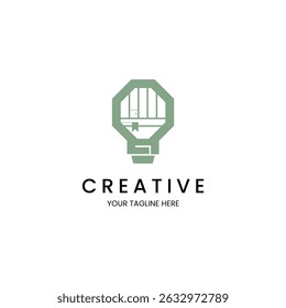 Minimalist bulb and book logo for book store, education and library brand