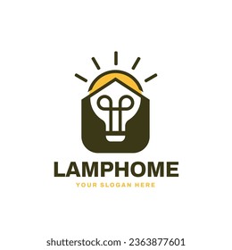Minimalist Bulb Home Logo Vector Icon Illustration