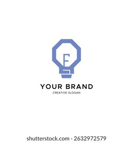 Minimalist Bulb logo with letter F for tech or energy brand