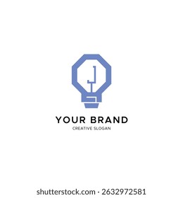 Minimalist Bulb logo with letter J for tech or energy brand