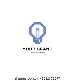 Minimalist Bulb logo with letter I for tech or energy brand
