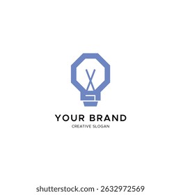 Minimalist Bulb logo with letter X for tech or energy brand