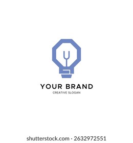 Minimalist Bulb logo with letter Y for tech or energy brand