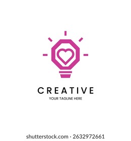 Minimalist bulb and love logo for your brand