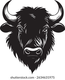 Minimalist Bull Head – Black and White Vector Logo or Design Element