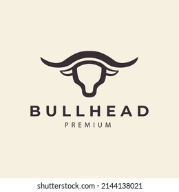 minimalist bull head and horns logo design vector icon illustration graphic creative idea