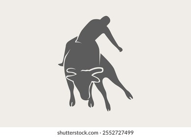 Minimalist bull riding silhouette vector