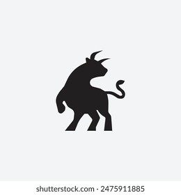 Minimalist Bull Silhouette Logo Icon Vector