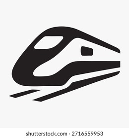 Vector de tren bala minimalista: icono de transporte de alta velocidad en blanco y negro para logotipos y diseño de interfaz de usuario