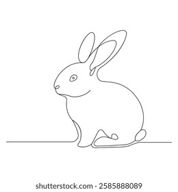 Minimalist Bunny Continuous Line Art Illustration