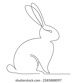 Minimalist Bunny Continuous Line Art Illustration