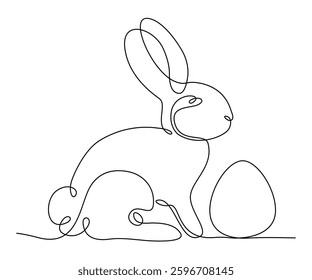 Minimalist bunny and easter egg. Silhouette of a rabbit in a simple style. Vector illustration.