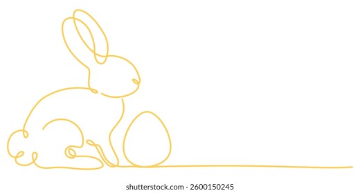 Minimalist bunny and easter egg. Silhouette of a rabbit in a simple style. Vector illustration.
