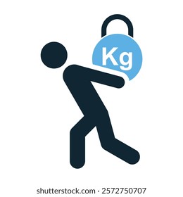 A minimalist burden icon vector design featuring a person carrying a load. Perfect for representing responsibility, weight or hard work in business presentations