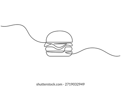 Arte vectorial minimalista de dibujo continuo de hamburguesas para la marca de comida rápida