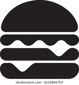 Minimalist Burger Icon Design Black And White Food Illustration For Menu And Web