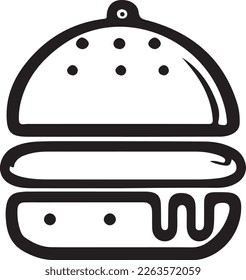 Minimalist Burger Icon on White Background. Fast Food Symbol. Vector Illustration. This vector art features a simple yet stylish burger icon isolated on a white background.