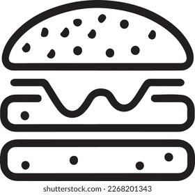 Minimalistisches Burgersymbol auf weißem Hintergrund. Fast Food Symbol. Vektorgrafik