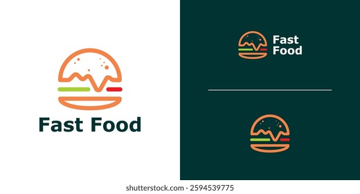 minimalist burger logo design, logo for fast food, meal, icon, idea, creative.