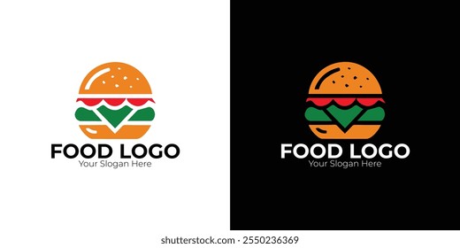 Minimalist burger logo featuring a sleek and modern design, ideal for fast food branding.