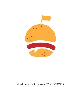 Minimalist burger logo with flag design. vector art illustration