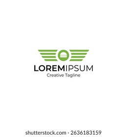 Minimalist burger logo with geometric wings