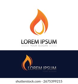 Minimalist burning fire flame vector logo design symbol and icon element
