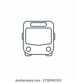 Minimalist bus line icon, simple public city transport vehicle thin outline vector illustration isolated on white background
