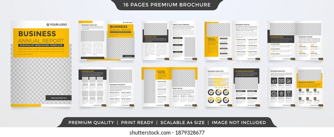 minimalist business bifold brochure template with clean style and simple layout use for business proposal and annual report